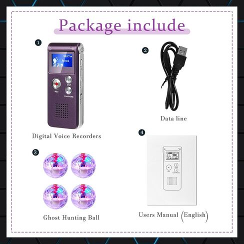 5 Pcs Ghost Hunting Kit Includes Digital Voice Recorders with 4 LED Cat Balls Motion Activated Cat Ball Toy Voice Activated Recorder with Playback for Pet Cat Dog Animals (8 GB,Classic Style) in Saudi Arabia