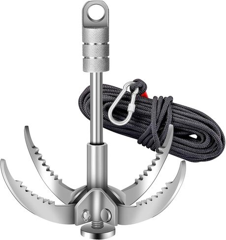 Grappling Hooks - Survival Claw Multifunctional Stainless Steel Large Hook with 20M(64ft) Static Rock Nylon Rope, Grappling Hook with Rope, Tree Climbing Gear Anchoring Fishing Rescue Vehicle Towing in Saudi Arabia