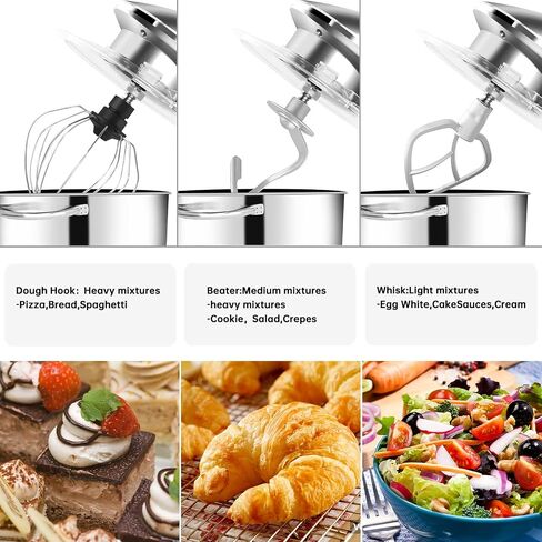 Seedeem Stand Mixer, 6Qt Electric Food Mixer, 660W 6-Speeds Tilt-Head Dough Mixers with Dishwasher-Safe Dough Hook, Wire Whip & Beater for Daily Use, Black in Kuwait