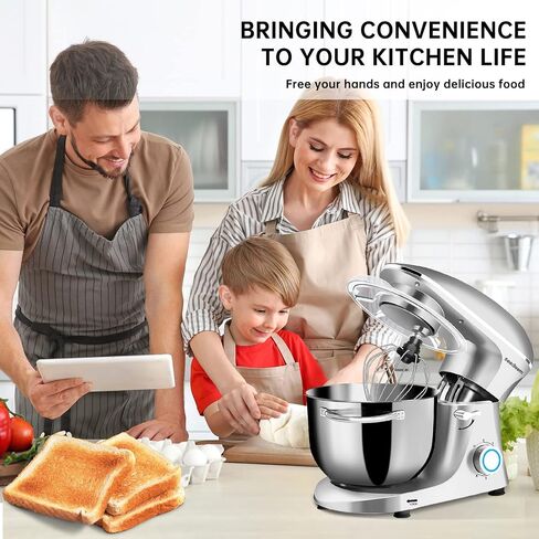 Seedeem Stand Mixer, 6Qt Electric Food Mixer, 660W 6-Speeds Tilt-Head Dough Mixers with Dishwasher-Safe Dough Hook, Wire Whip & Beater for Daily Use, Black in Kuwait