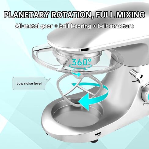 Seedeem Stand Mixer, 6Qt Electric Food Mixer, 660W 6-Speeds Tilt-Head Dough Mixers with Dishwasher-Safe Dough Hook, Wire Whip & Beater for Daily Use, Black in Kuwait