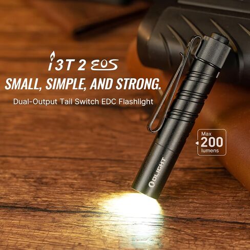 مصباح يدوي OLIGHT I3T 2 EOS Pocket EDC، 200 لومن، مصابيح يدوية مدمجة ومشرقة، ضوء مفتاح مزدوج الإخراج مع بطارية AAA ومشبك جيب ثنائي الاتجاه للتخييم والمشي لمسافات طويلة (أسود) in Saudi Arabia