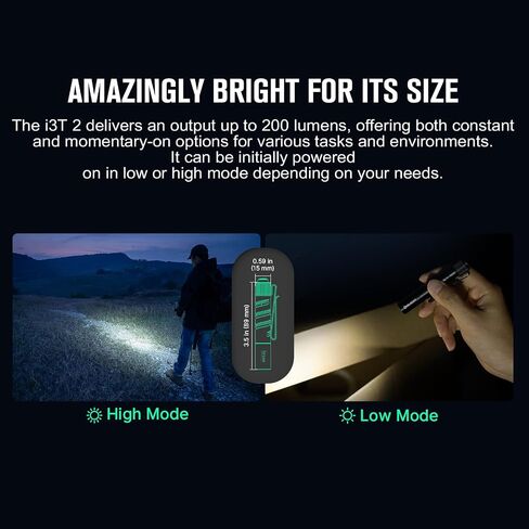 مصباح يدوي OLIGHT I3T 2 EOS Pocket EDC، 200 لومن، مصابيح يدوية مدمجة ومشرقة، ضوء مفتاح مزدوج الإخراج مع بطارية AAA ومشبك جيب ثنائي الاتجاه للتخييم والمشي لمسافات طويلة (أسود) in Saudi Arabia