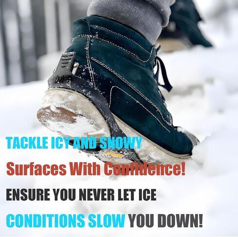 Ice Cleats for Shoes and Boots, Ice Snow Traction Cleats Grippers, Non Slip Shoe Ice Grippers,10 Steel Rubber Spikes Crampons Anti Easy Slip Studs Crampons Slip-on Stretch Footwear in Kuwait
