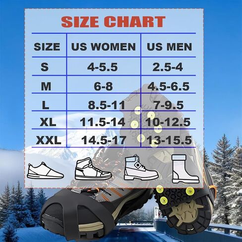 Ice Cleats for Shoes and Boots, Ice Snow Traction Cleats Grippers, Non Slip Shoe Ice Grippers,10 Steel Rubber Spikes Crampons Anti Easy Slip Studs Crampons Slip-on Stretch Footwear in Kuwait