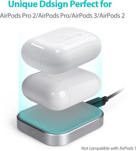 AirPods Pro Charger, Wireless Charging Station for AirPods Pro 3/ Pro 2/Pro, Wireless Charger for Airpods 4 (with Active Noise Cancellation)/ 3rd/ 2rd, White in Kuwait