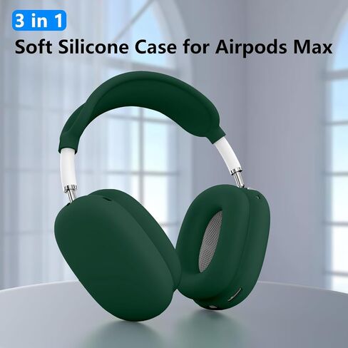 4 in 1 Silicone Case Cover for AirPods Max 2/ AirPods Max Headphones, Black | Ear Pad Case Cover/Ear Cups Cover/Headband Cover for AirPods Max 2 & 1, Accessories Silicone Protector for Apple AirPods Max in Saudi Arabia