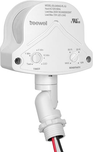 240-Degree Replacement Motion Detector, Adjustable Time & Detection Sensitivity Up to 60 Feet Range, 3 Working Modes Pir Motion Sensor for Security Floodlight, White, UL Listed in Saudi Arabia