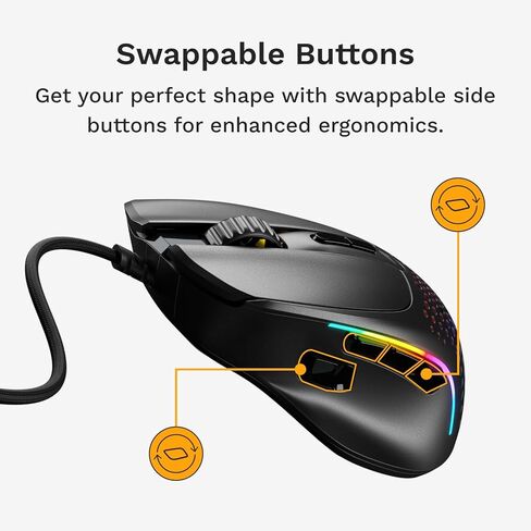 ماوس الألعاب اللاسلكي Glorious Gaming Model I 2 - Hybrid 2.4 جيجا هرتز وبلوتوث، 75 جرام إضاءة فائقة، 9 أزرار (2 قابلة للتبديل)، RGB، أقدام PTFE، MMO/MOBA/FPS، عمر بطارية طويل، مسند إبهام جانبي - أسود in Kuwait