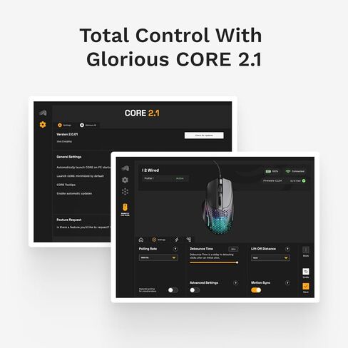 ماوس الألعاب اللاسلكي Glorious Gaming Model I 2 - Hybrid 2.4 جيجا هرتز وبلوتوث، 75 جرام إضاءة فائقة، 9 أزرار (2 قابلة للتبديل)، RGB، أقدام PTFE، MMO/MOBA/FPS، عمر بطارية طويل، مسند إبهام جانبي - أسود in Kuwait