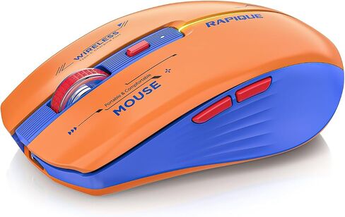 RAPIQUE Bluetooth Wireless Mouse - (BT1/BT2+USB) Tri-Mode High Performance, Rechargeable, Multi-Device Compatible with PC/Laptop/Computer/MacBook/iPad Air Pro (Blue and White) | 3-Device Switching, USB-C Rechargeable, Quiet Clicks, 800/1200/1600 DPI, 6 Bu in Kuwait