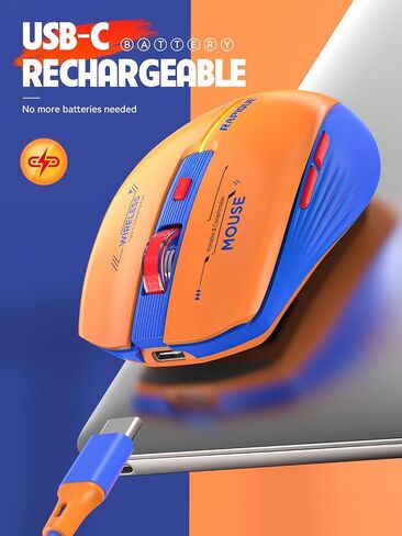 RAPIQUE Bluetooth Wireless Mouse - (BT1/BT2+USB) Tri-Mode High Performance, Rechargeable, Multi-Device Compatible with PC/Laptop/Computer/MacBook/iPad Air Pro (Blue and White) | 3-Device Switching, USB-C Rechargeable, Quiet Clicks, 800/1200/1600 DPI, 6 Bu in Kuwait
