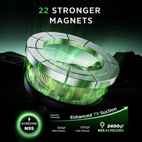 15W for iPhone MagSafe Car Mount Charger, 360% Adjustable Aluminum Alloy Arm, Relocatable Car Phone Holder, Magnetic Wireless Fast Charging, Cell Phone Holder for All Car Models, Black in Saudi Arabia