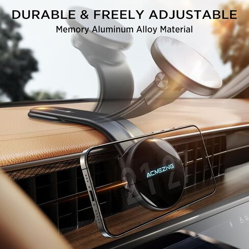 15W for iPhone MagSafe Car Mount Charger, 360% Adjustable Aluminum Alloy Arm, Relocatable Car Phone Holder, Magnetic Wireless Fast Charging, Cell Phone Holder for All Car Models, Black in Saudi Arabia