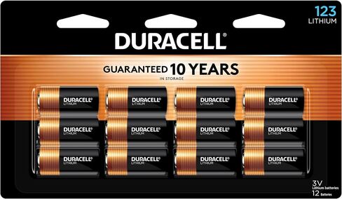 Duracell CR123A 3V Lithium Battery, 6 Count Pack, 123 3 Volt High Power Lithium Battery, Long-Lasting for Home Safety and Security Devices, High-Intensity Flashlights, and Home Automation in Saudi Arabia