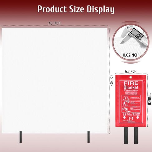 Emergency Fire Blanket - 40" x 40" 1 Pack for Home Kitchen Camping School Office Warehouse Fireplace Car Gas Station Fiberglass Fire Blanket Emergency Survival Safety Supplies in Saudi Arabia