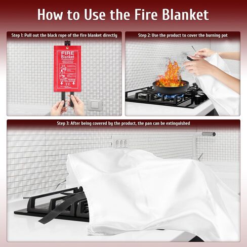 Emergency Fire Blanket - 40" x 40" 1 Pack for Home Kitchen Camping School Office Warehouse Fireplace Car Gas Station Fiberglass Fire Blanket Emergency Survival Safety Supplies in Saudi Arabia