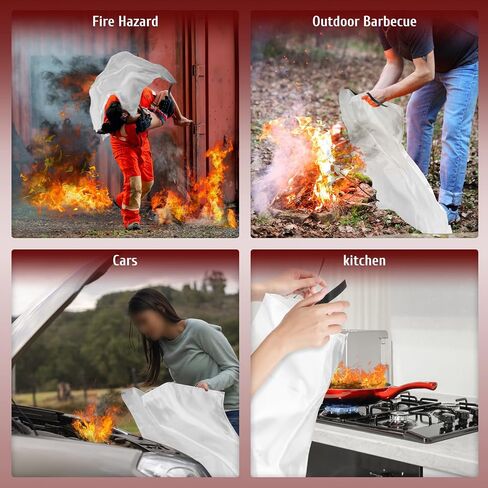 Emergency Fire Blanket - 40" x 40" 1 Pack for Home Kitchen Camping School Office Warehouse Fireplace Car Gas Station Fiberglass Fire Blanket Emergency Survival Safety Supplies in Saudi Arabia