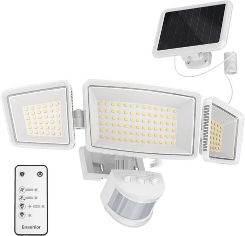 Ensenior 5 Motion Sensor Modes Solar Security Light, 1800LM 270° Wide Angle 3 Heads LED Flood Lights, IP65 Waterproof Wall Lights, Separate Solar Panel Remote Control Solar Lights Outdoor in Saudi Arabia
