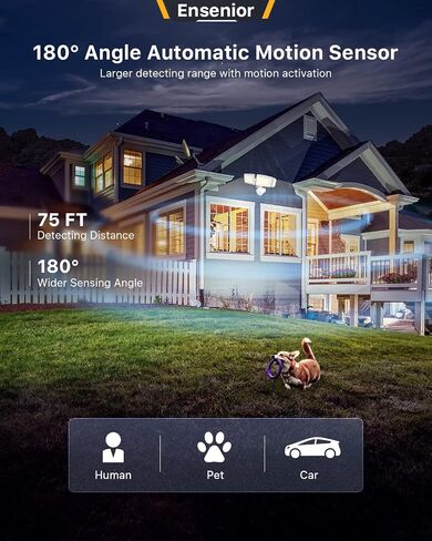 Ensenior 5 Motion Sensor Modes Solar Security Light, 1800LM 270° Wide Angle 3 Heads LED Flood Lights, IP65 Waterproof Wall Lights, Separate Solar Panel Remote Control Solar Lights Outdoor in Saudi Arabia