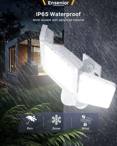 Ensenior 5 Motion Sensor Modes Solar Security Light, 1800LM 270° Wide Angle 3 Heads LED Flood Lights, IP65 Waterproof Wall Lights, Separate Solar Panel Remote Control Solar Lights Outdoor in Saudi Arabia