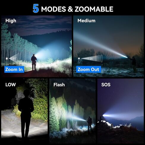 LETMY Tactical Flashlight S2000-2 Pack Bright Military Grade LED Flashlights High Lumens - Portable Handheld Flash Light, 5 Modes Zoomable Waterproof Flashlights for Home Emergency Camping Outdoor in Saudi Arabia