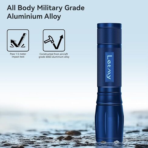 LETMY Tactical Flashlight S2000-2 Pack Bright Military Grade LED Flashlights High Lumens - Portable Handheld Flash Light, 5 Modes Zoomable Waterproof Flashlights for Home Emergency Camping Outdoor in Saudi Arabia