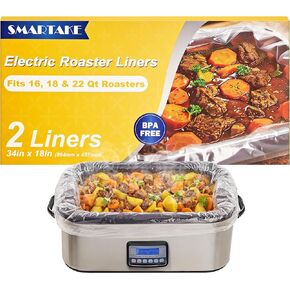 SMARTAKE Electric Roaster Liners, 2 Count Disposable Roaster Liners, Fits 16, 18, 22 Quart Roasters, Roaster Pan Oven Liners Plastic Cooking Bags for Instant Cleanup, 18 x 34 Inch