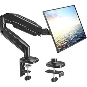 MOUNT PRO Single Monitor Desk Mount - Articulating Gas Spring Arm, Removable VESA Monitor Mount Computer Monitor Stand with Clamp and Grommet Base Fits 13 to 32 Inch LCD Screen, VESA 75x75, 100x100