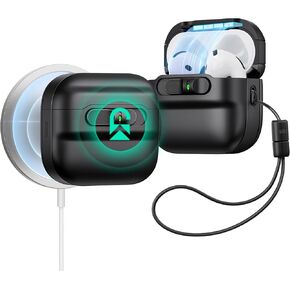 ESR for AirPods Pro Case (2023/2022/2019, 2nd/1st Gen), Compatible with Airpods Pro 2 (USB-C/Lightning Cable), MagSafe Ready, Magnetic Lid Lock, Full Drop Protection Cover with Lanyard, Black