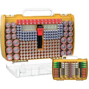 Large Capacity 269 Battery Organizer Storage Case with Tester, Double-Side Battery Holder Container for AA AAA AAAA C D 9V Lithium 3V CR123 CR1632 18650 Batteries(Box Only) (Black)