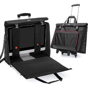 CURMIO Rolling Carrying Bag with Wheels Compatible for Apple iMac 27 inch Desktop Computer, Detachable Trolley Storage Case Compatible with iMac 27" Monitors and Accessories, Black (Patent Pending)