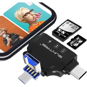 SD/Micro SD Card Reader for iPhone/ipad/Android/Mac/Computer/Camera,Portable Memory Card Reader 4 in 1 Micro SD Card Adapter&Trail Camera Viewer Compatible for TF and SD Card