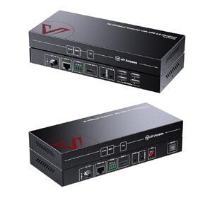 AV Access HDMI USB Extender(HDBaseT) KVM, 100m/330ft 4K 60Hz 1080p 120Hz Over Cat5e/6/6a/7, Keyboard+Mouse+HDMI+USB, 4 Ports USB2.0, No Signal Loss and Latency, RS232, POE, Independent EDID Management