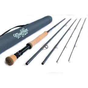 Moonshine Rod Company Fly Fishing Rod with Carrying Case and Extra Rod Tip Section Fast Action, The Outcast II, 8wt 9'