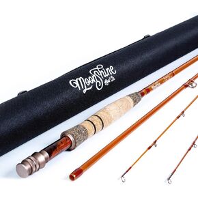 Moonshine Rod Company Fly Fishing Rod with Carrying Case and Extra Rod Tip Section Slow Action, The Revival II, 4wt, 7'6"