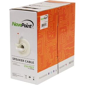 NavePoint 500ft in Wall Audio Speaker Cable Wire CL2 12/2 AWG Gauge 2 Conductor Bulk White