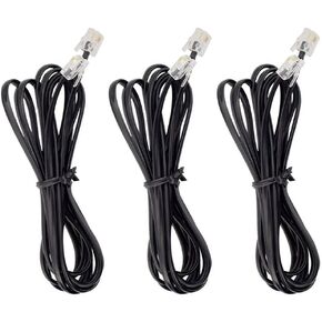 Phone Cord, 6P4C Black Phone Telephone Extension Cord Cable Line Wire RJ11 6P4C Modular Plug for Landline Telephone Modem Accessory (6ft-3 Pack)