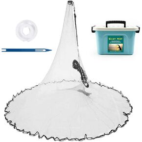 Handmade American Saltwater Fishing Cast Net, BETTER LEADER Fish Net for Bait Trap 3/4/5/6/8 FT Radius with Heavy Duty Zinc Sinker Weights Fishing Net for Freshwater and Saltwater