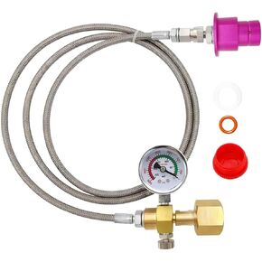 Soda Terra Machine Co2 Adapter Quick Connector Adapter With High Pressure Stainless Steel Hose,Soda Water Maker Adaptor Compatible with Terra DUO Art Gaia Series 60inch Hose with Gauge