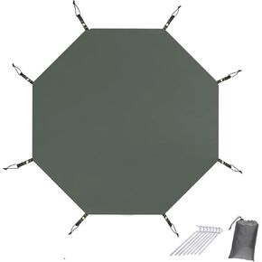 Waterproof Camping Tarp, Tent Footprint, Heavy Duty Tent Floor Saver, Octagon Ground Sheet Mat, Grey 151x151in