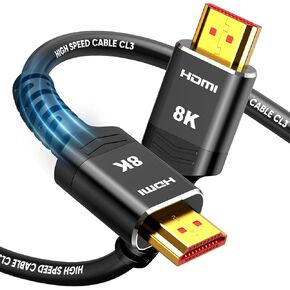 Highwings HDMI Cable 15 FT Long, 4K 8K 10K HDMI 2.1 Cord Ultra High Speed [in-Wall CL3 Rated, 8K@60Hz 4K@120Hz Video 48Gbps], Fit, Durable, Flexible, eARC, HDCP, Compatible for Ethernet PS5 SoundBar