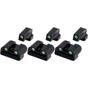 TRUGLO Tritium Front and Rear Handgun Night Sights with White Rings and Glowing Green Dots Compatible with Sig Sauer Handguns (3 Pack)