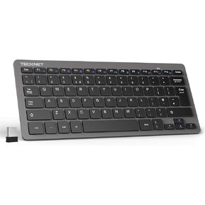 TECKNET 2.4G Wireless Keyboard, Small Wireless Keyboard with Media Hotkeys,Mini Keyboard Compact Wireless Keyboard, 12-Month Battery Life, Compatible with PC, Desktop, Laptop, Smart TV - Black