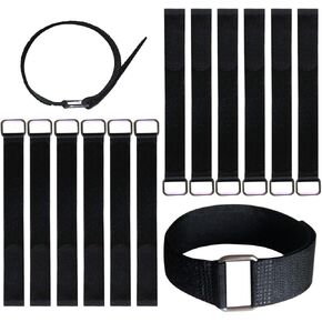 8"12"18"24"30" Hook and Loop Fastening Cable Strap - 30 Pack Reusable Nylon Extend Securing Strap - Adjustable Cinch Strap with Buckle