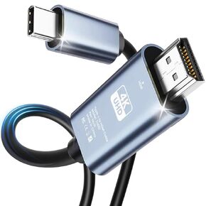 HDMI Cable Adapter for iPhone 15 to HDTV, 4K USB C to HDMI Video Cable, Thunderbolt 3 & 4 Compatible for iPhone 15/16 Series, MacBook Pro/Air, iPad Pro, Surface Book 2, Galaxy S23 and More