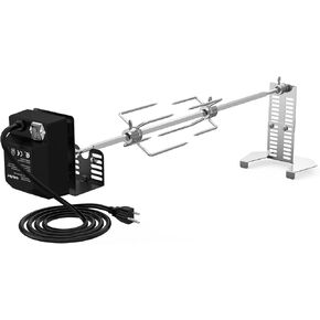 onlyfire Universal BBQ Grill Rotisserie Kit for Most Gas Grills, Include 110V 4W Electric Motor, 4-Prong Meat Forks and 28" Square Spit Rod