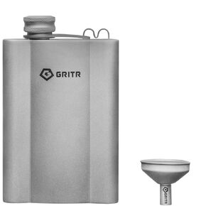 GRITR Titanium Hip Flask 6 fl oz/180 ml w/Filler Funnel & Screw Cap Clip for Camping, Hiking, Backpacking, Travel, Outdoor Events, Picnics, Parties | Ultralight Pocket Drinkware for Men & Women