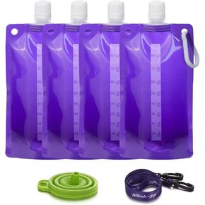Hillside-Kit Plastic Flasks Concealable and Reusable Cruise Drink Bags with Funnel 8OZ Leak-Proof Flasks for Travel Outdoor (Orange-4pcs 8OZ)