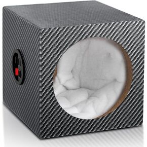8 Inch Ported Wooden Speaker Enclosure, Single Vented Speaker Box Enclosure, American Sound Connection Car Audio Speaker Box w/Sound-Absorbing Cotton & Terminal Cup & Speaker Spikes Pad Mat